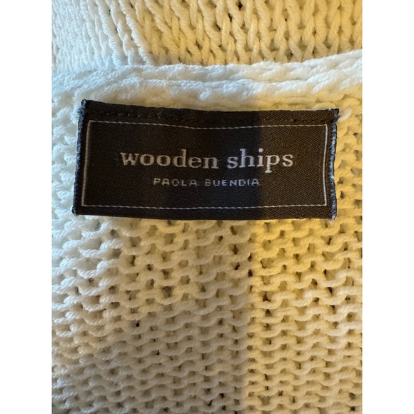Wooden Ships Sweater Women Small White Tan Beach Lightweight Knit Pullover - Picture 9 of 10